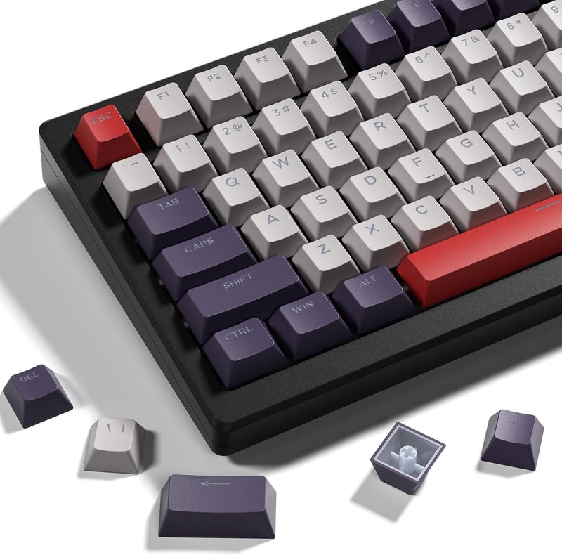 OHY XVX Shine Through Keycaps -133 Keys Cherry Profile Double Shot PBT Keycaps Compatible for 60%/75%/100% Retro Gaming Mechanical Keyboard-Vintage Red - Image 1